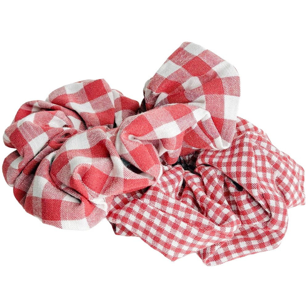 Red Gingham Scrunchies Set